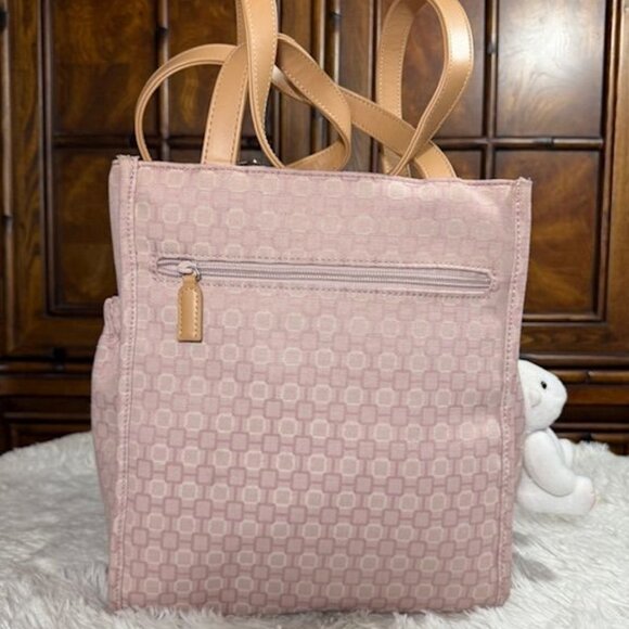 Nine West Pink Geo Canvas Bag + Bear Charm + Bottle Carrier + Clear Clip Pouch - Picture 6 of 15